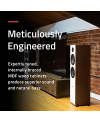 Fluance Ai81 Elite Powered 2-Way Floorstanding Tower Speakers, 150W Built-in Amplifier for 2.0 Stereo Music & Movie Listening, Tv, Turntable, Pc Blu