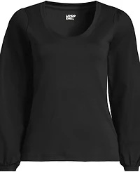 Lands' End Women's Supima Interlock Scoop Neck Blouson Sleeve Top