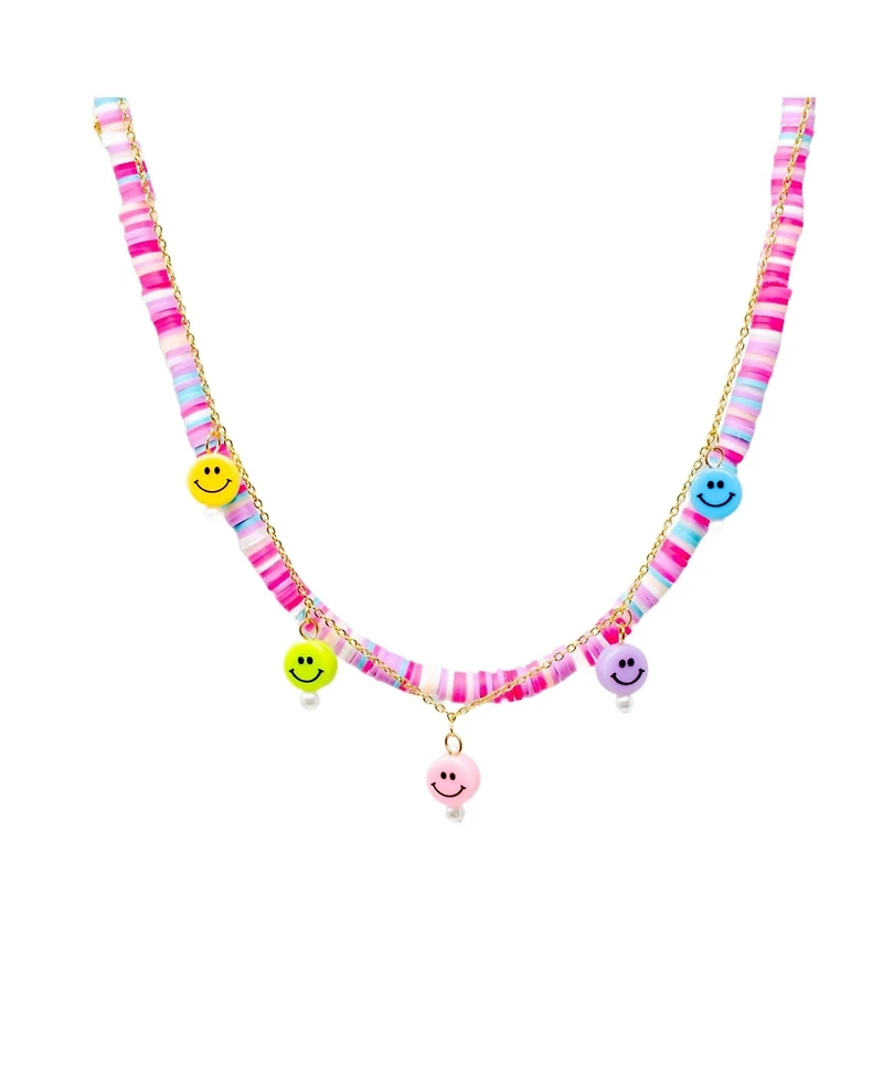 Zomi Gems Girls Colorful Disk Necklace & Charm Duo, Happy Faces