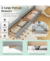 Twin Wooden Bed Frame with 2 Drawers for Teens and Adults