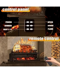 Cowsar 21 Inch Electric Fireplace Heater with Remote Control, Realistic Flame Effect and Ember Bed, Overheat Protection, Adjustable Brightness, Speed,