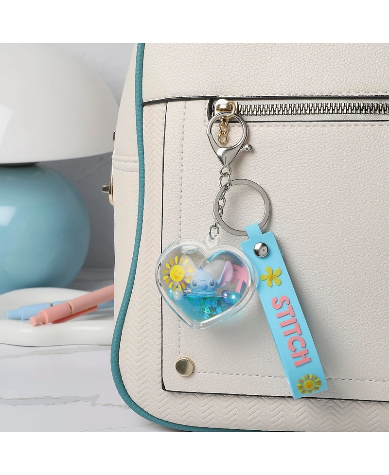 Disney Lilo & Stitch Heart Keychain with Floating Stitch Charm
