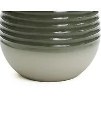 LuxenHome Emerald Ribbed Top with Ivory Bottom 19.5" Tall Resin Fountain with Lights