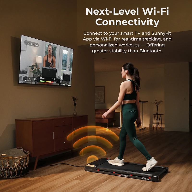 Sunny Health & Fitness Treadpad 100 Smart Walking Treadmill with Led Screen & WiFi/Bluetooth