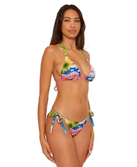 Becca Womens Positano Reversible Triangle Bikini Top Positano Reversible Side Tie Bikini Bottoms