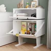 Bedside Table with Glass Door, Side Table with Rotatable Head, End table for Bedrooms, Children