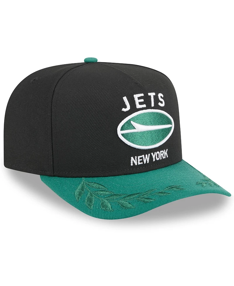 New Era Men's Black/Green New York Jets 2025 Nfl Draft A-Frame 9FIFTY Snapback Hat