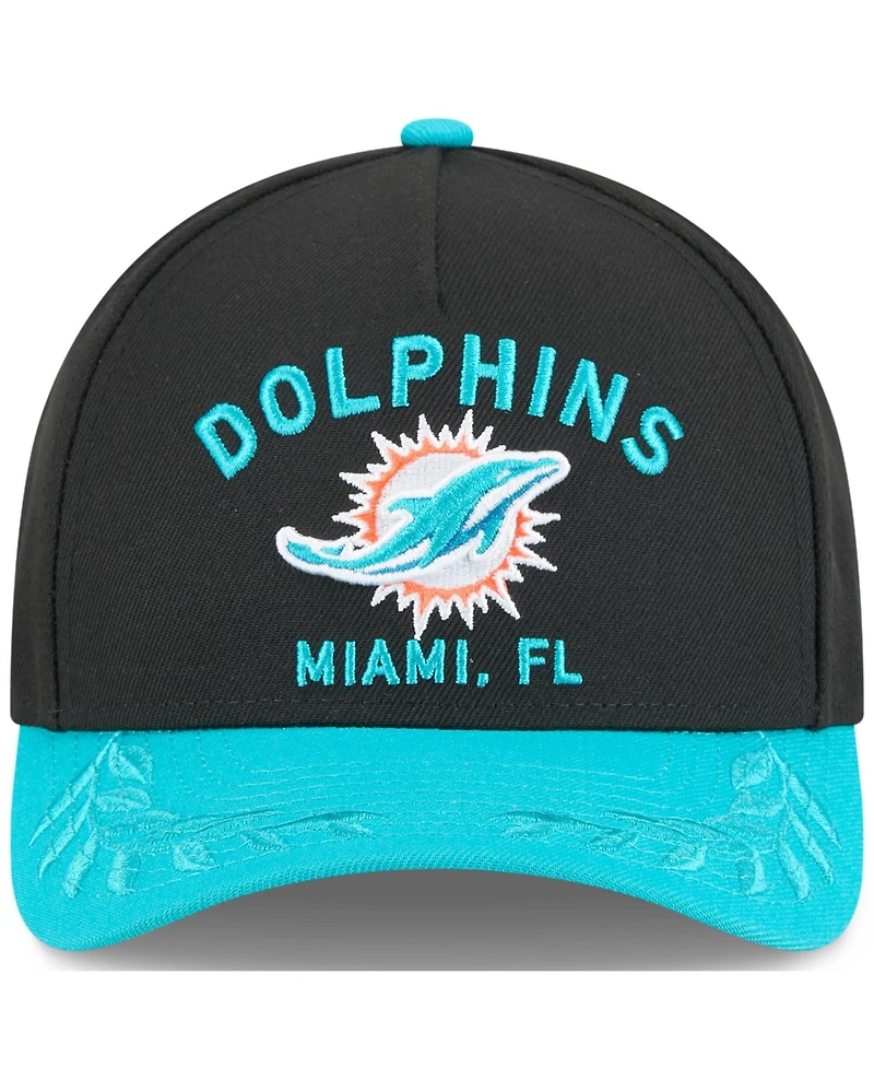 New Era Men's Black/Aqua Miami Dolphins 2025 Nfl Draft 9FORTY A-Frame M-Crown Adjustable Hat