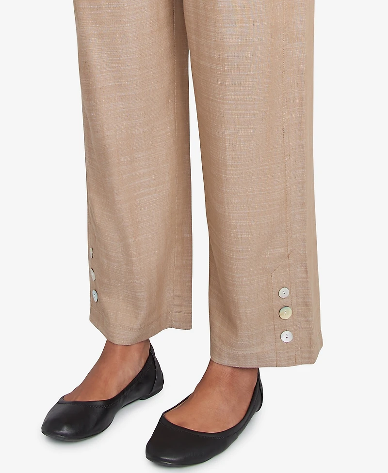 Alfred Dunner Women's Summer Solstice Relaxed Button Detail Ankle Pants