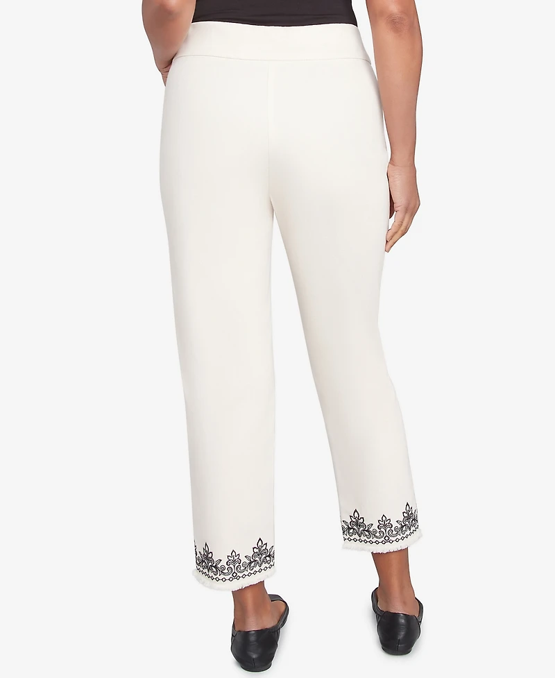 Alfred Dunner Women's Natural Instinct Classic Cuffed Medallion Ankle Pants
