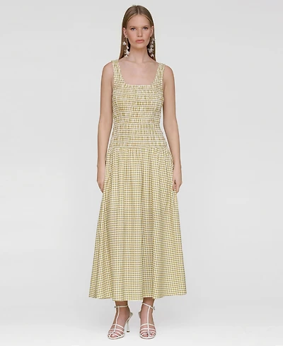 Avec Les Filles Women's Drop-Waist Smocked-Bodice Tank Maxi Dress