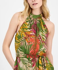 Anne Klein Women's Printed Chiffon Halter Maxi Dress