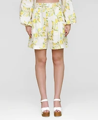 Avec Les Filles Women's Printed Pleat-Front Belted Shorts