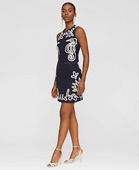 Avec Les Filles Womens Seahorse Embroidery Sleeveless Shell Top Mini Skirt