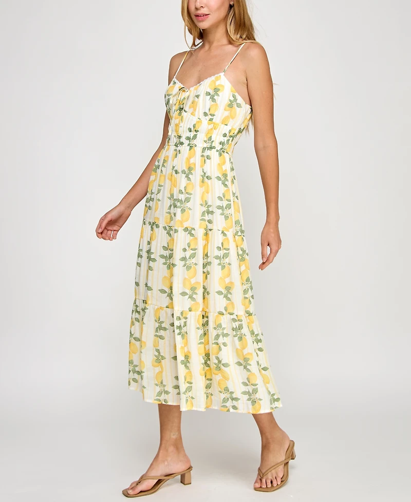 Trixxi Juniors' Lemon-Print Midi Dress