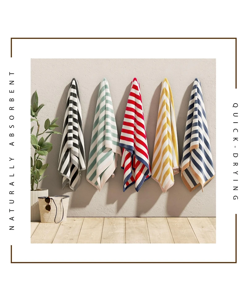 Linery & Co. Oversized Cotton Stripe Border Beach Towel