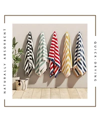 Linery & Co. Oversized Cotton Stripe Border Beach Towel