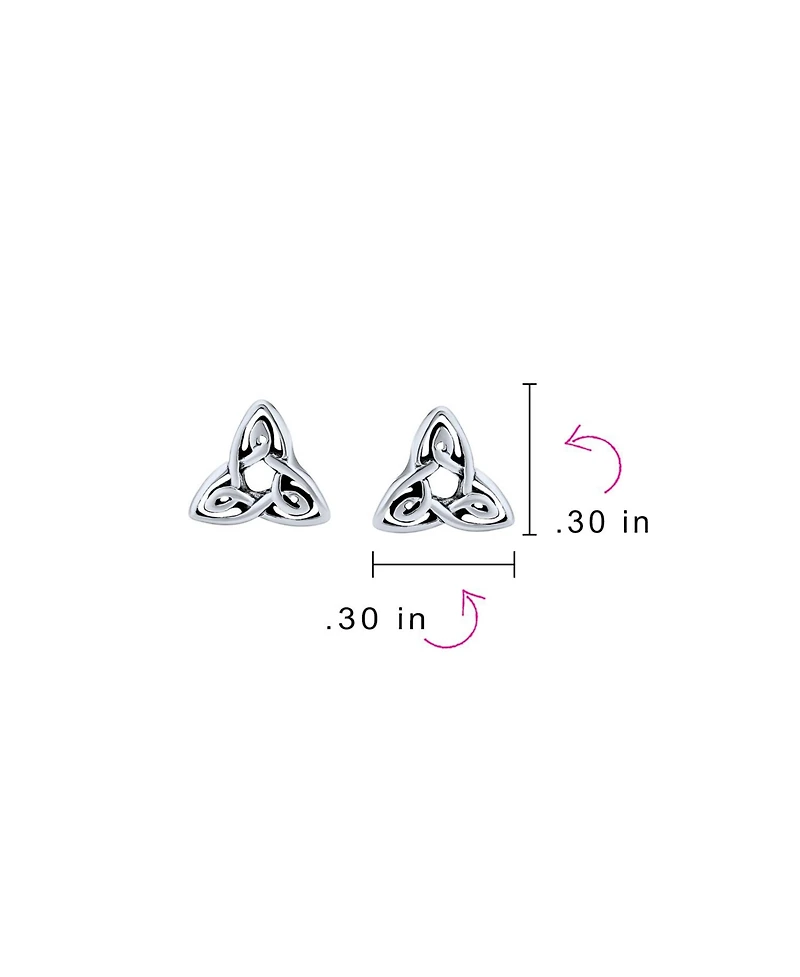 Bling Jewelry Small Ancient Small Celtic Irish Love Knot Trinity Symbol Stud Earrings Sterling Silver (7MM)