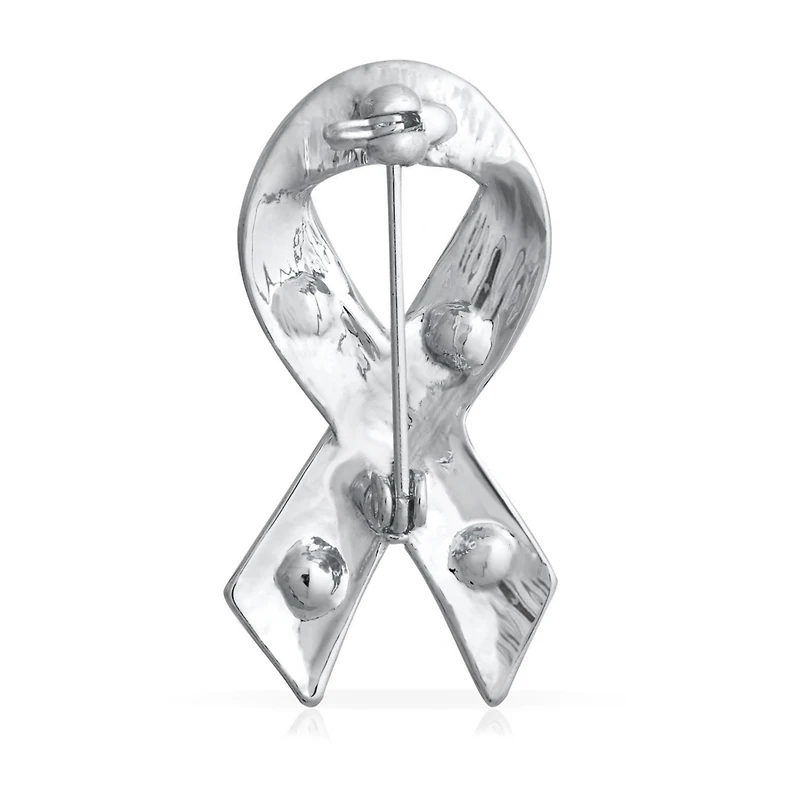 Bling Jewelry Crystal Accent Enamel Pink Ribbon Breast Cancer Survivor Brooch Pin Silver Gold Plated