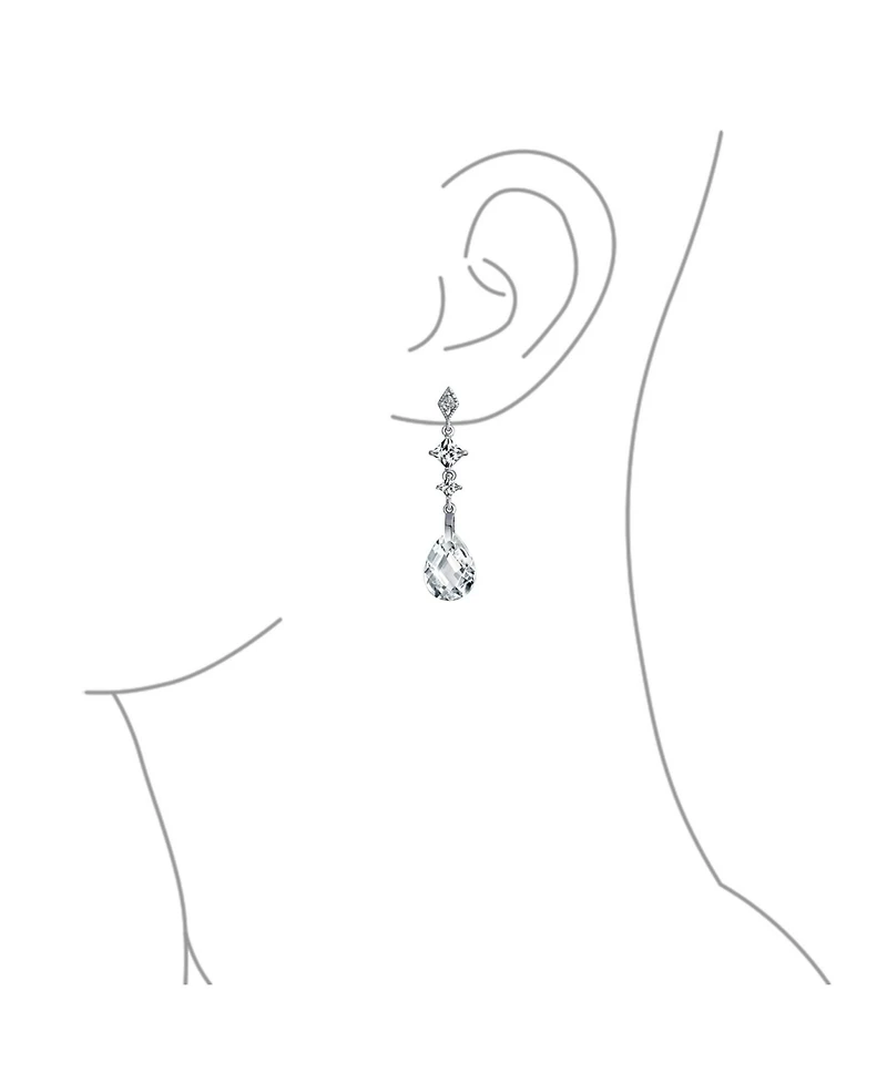 Bling Jewelry Briolette Faceted Teardrop Pear Shape Cubic Zirconia Cz Chandelier Earrings Sterling Silver