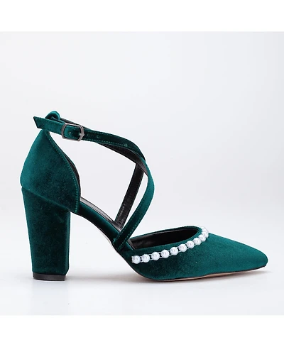 Sina Criss Cross High Block Heels