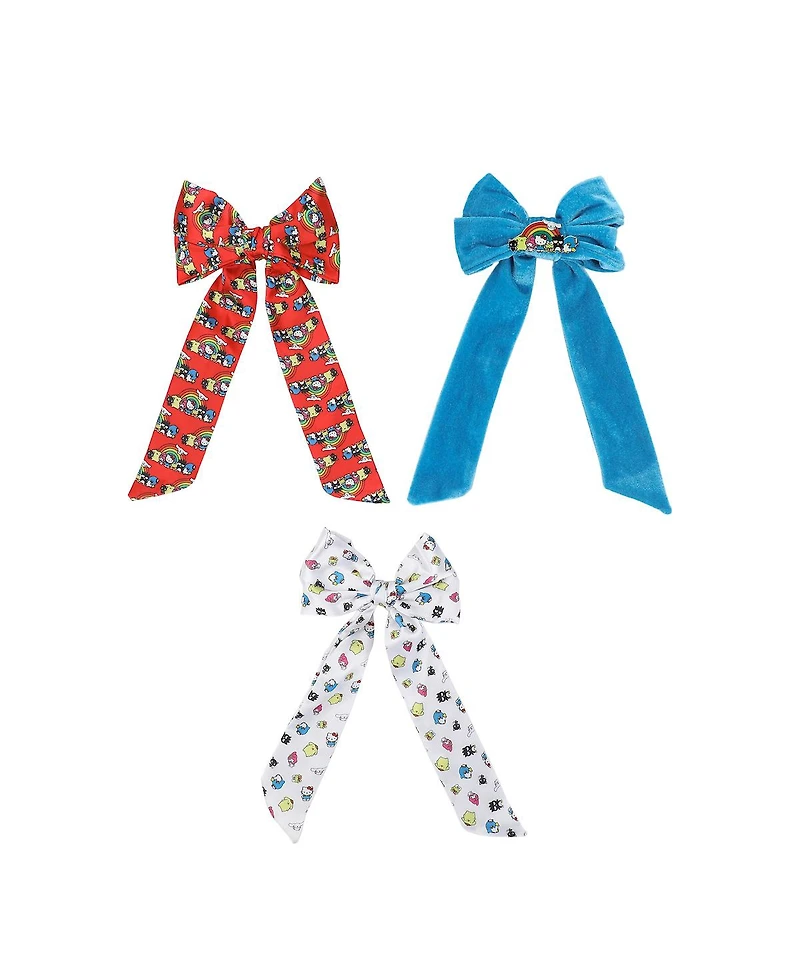 Hello Kitty & Friends Character Rainbow 3-Piece Bow Clips Set