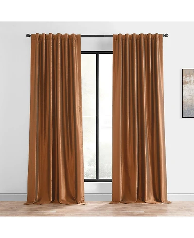 Half Price Drapes Copper Kettle Vintage Textured Faux Dupioni Silk Blackout Curtain