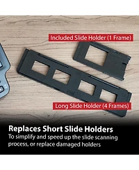 Magnasonic Long Tray Slide Film Holder for 35mm Compatible Film Scanners, Holds 4 Slides to Speed up Processing Time, Easy To Use, Gently Flattens and