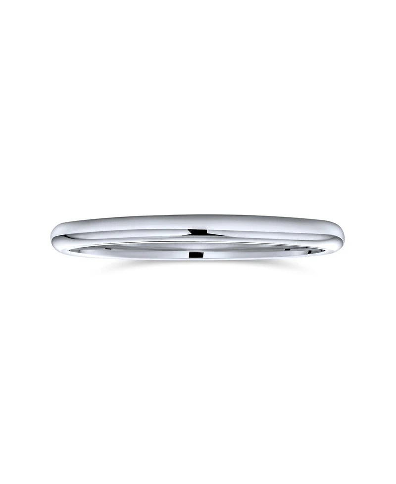 Bling Jewelry Simple Minimalist Thin Stackable .925 Sterling Silver Couples Eternity Band Ring 2MM