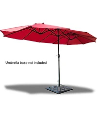 Gymax Outdoor Patio Umbrella 15' Market Umbrella Double-Sided with Crank