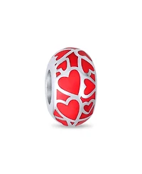 Bling Jewelry Pink Red Silver Heart Murano Glass Charm Bead European Bracelets