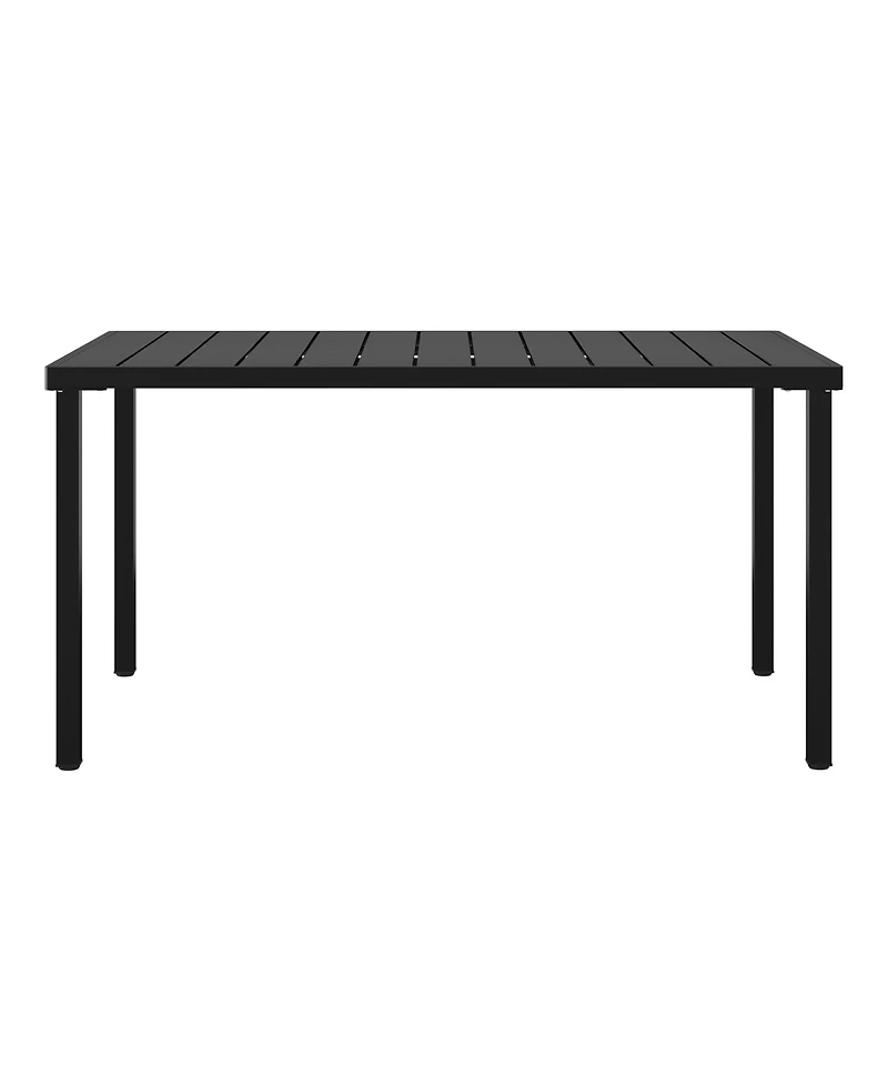 59" Iron Metal Outdoor Rectangular Patio Dining Table For 6