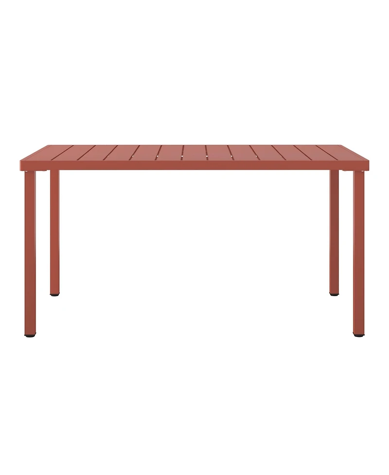 59" Iron Metal Outdoor Rectangular Patio Dining Table For 6
