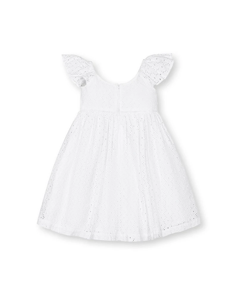 Hope & Henry Big Girls Flutter Sleeve Eyelet Dress