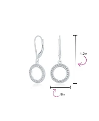 Bling Jewelry Elegant Cz Pave Open Circle Drop Earrings Gold Plated Leverback