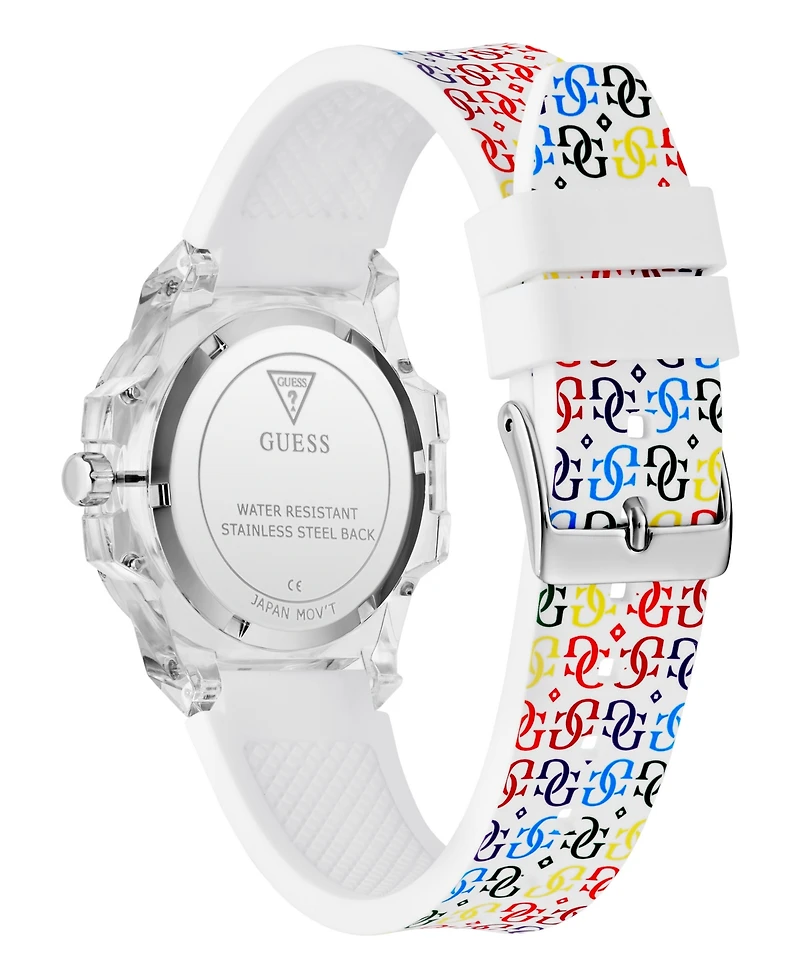 Guess Women's Analog Clear Silicone Strap Watch, 34mm