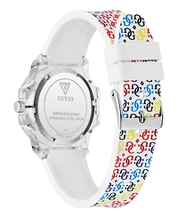 Guess Women's Analog Clear Silicone Strap Watch, 34mm