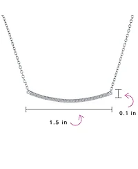 Bling Jewelry Minimalist Modern Cz Bar Sideways Pendant Necklace in Sterling Silver