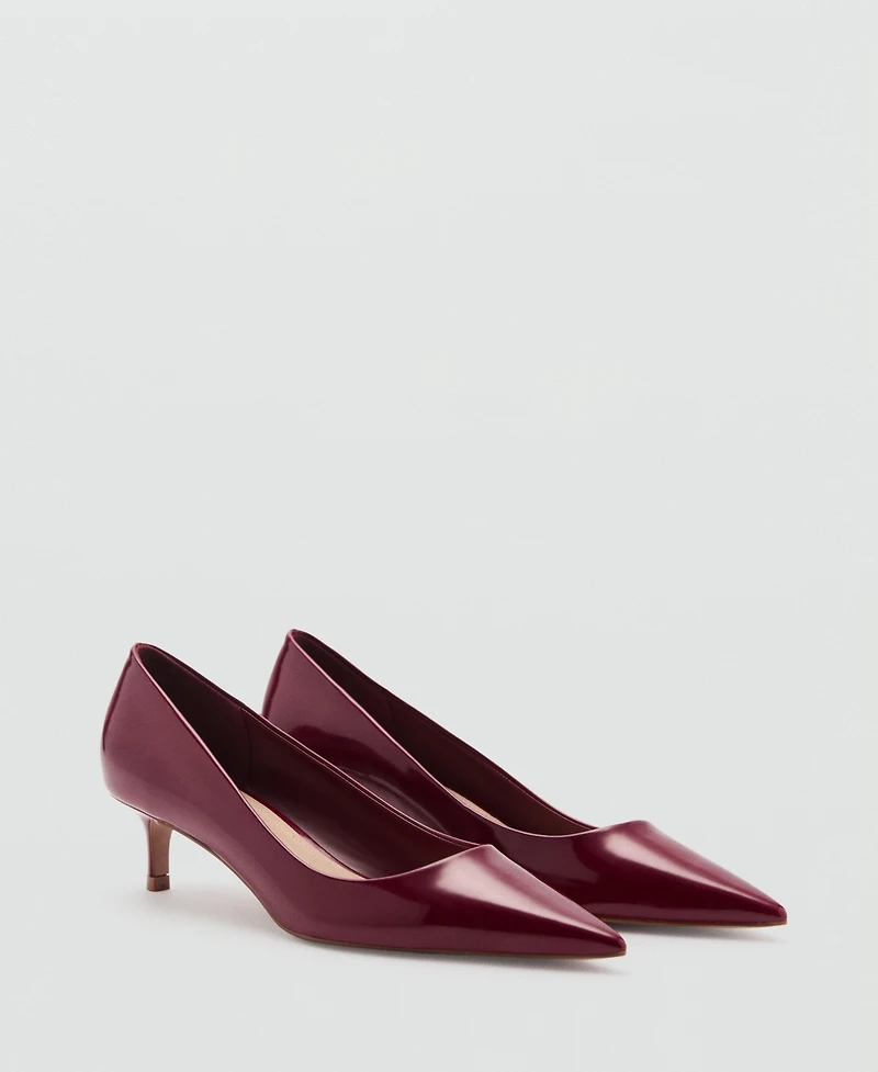 Mango Women's Patent Leather Effect Kitten Heel Shoes