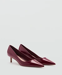 Mango Women's Patent Leather Effect Kitten Heel Shoes