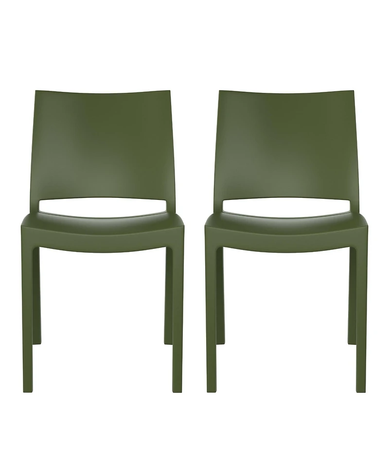 Modern Polypropylene Stackable Plastic Patio Dining Chair (Set of 2)