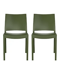 Modern Polypropylene Stackable Plastic Patio Dining Chair (Set of 2)