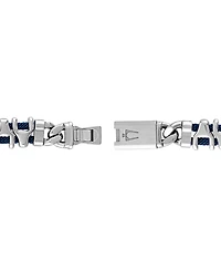 Bulova Men's Link Stainless Steel Blue Corded Bracelet