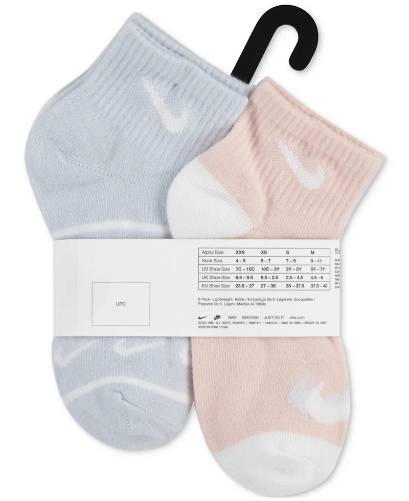 Nike Little Girls Ankle Socks, 6 Pack