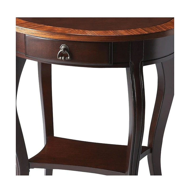 Wood Oval Coffee Table with Drawer and Shelf for Storage and Display