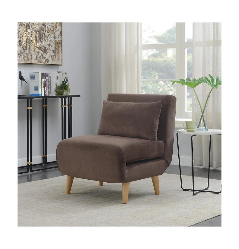 Soft Plush Convertible Chair with Toss Pillow – Space-Saving Comfort