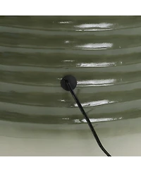 LuxenHome Emerald Ribbed Top with Ivory Bottom 27.56" Tall Resin Fountain with Lights