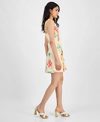 Bar Iii Printed V-Neck Empire-Waist Sleeveless Dress, Exclusively at Macy's