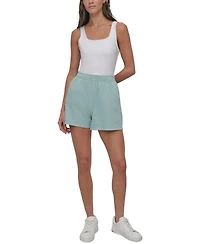 Dkny Sport Women's Embroidered Logo Smocked 4" Shorts