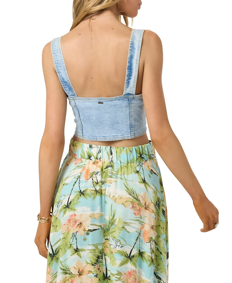 O'Neill Juniors' Delphina Cotton-Blend Sweetheart Skimmer Top